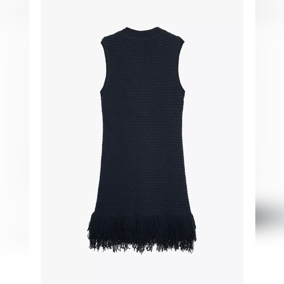 ZARA FRINGED CHECKERED KNIT DRESS - Picture 8 of 9
